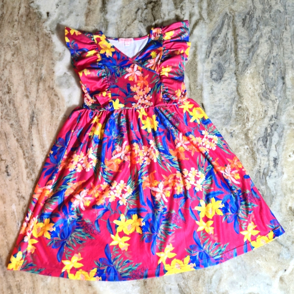 Tommy Bahama Pink and Yellow Floral Kids Sz6
